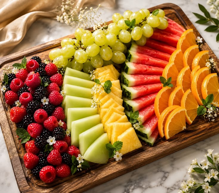 Colorful fresh fruit snacks